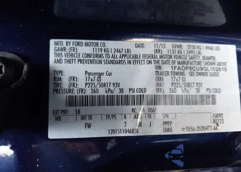 2016 Ford C-Max Energi Sel from USA, damaged, VIN 1FADP5CU9GL102615